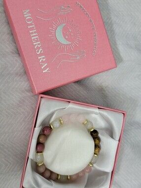 Mother's Ray Pregnancy Loss Healing Crystal Bracelet - Moonstone Rose Quartz Opa